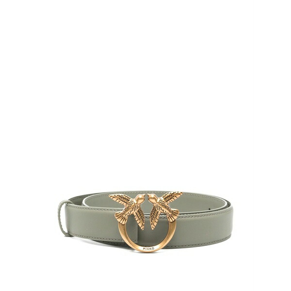 ピンコ レディース ベルト アクセサリー Logo-buckle leather belt Grey|asty