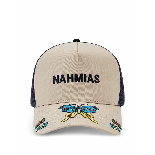 ナミアス メンズ 鳥打ち帽 付属物 Butterfly-detail baseball cap Blue