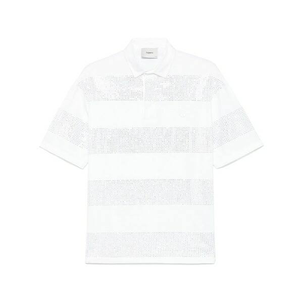 コペルニ レディース スポーツシャツ トップス Crystal-striped polo shirt White