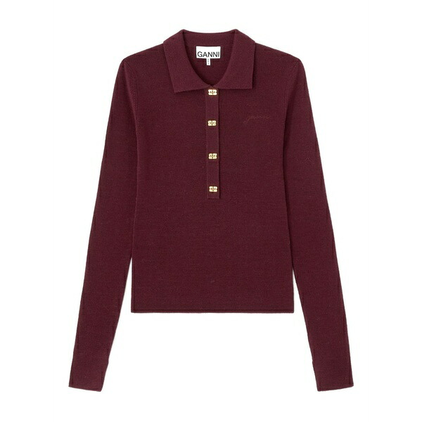 ガニー レディース スポーツシャツ トップス Buttoned collared knitwear Red