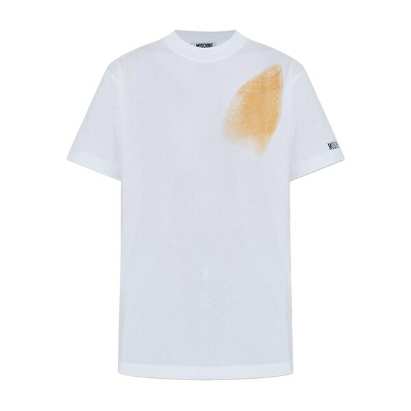 モスキーノ レディース プルオーバー トップス Stain-effect cotton t-shirt White