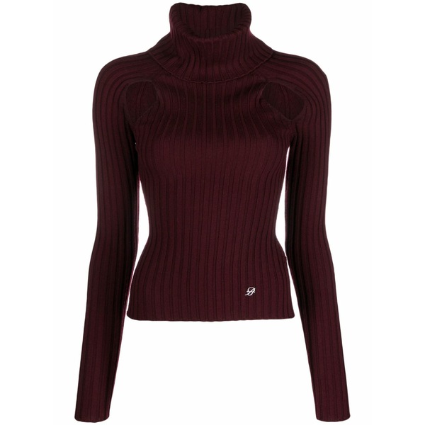 ブルマリン レディース 編み物\u0026スウェーター アウター Ribbed-knit cut-out sweater Red