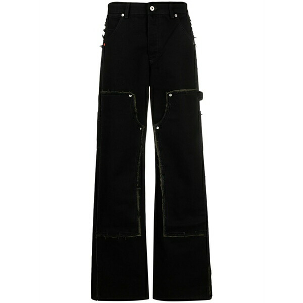 ヘロン プレストン レディース デニムパンツ ボトムス Rebuilt wide-leg carpenter jeans Black|asty