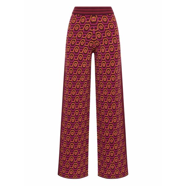 マリパルミ レディース カジュアルパンツ ボトムス Geometric-pattern wide-leg trousers Red|asty
