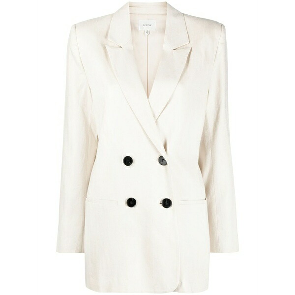 ゲタス レディース ジャケット＆ブルゾン アウター Double-breasted lyocell blazer Neutrals｜asty
