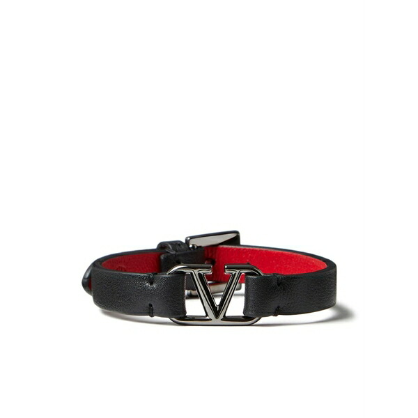 ヴァレンティノ ガラヴァーニ メンズ ブレスレット・バングル・アンクレット 付属物 Vlogo signature leather bracelet Black