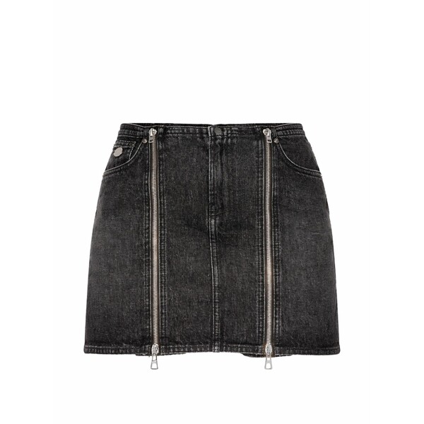 ジャン極点 ゴルチエ レディース スコート ボトムス Denim zipped mini skirt Black スカート-レディースファッション