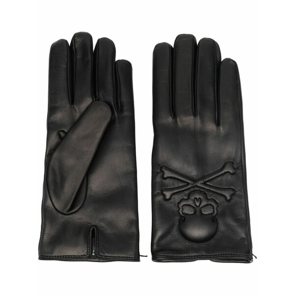 フィリップ飾り気のない メンズ グローブ 付属物 Cashmere-lined leather gloves Black