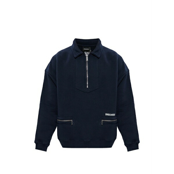 ディースクエアード メンズ パーカー・スウェットシャツ アウター Half-zip sweatshirt Blue｜asty