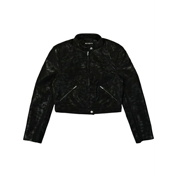 ミスビヘイブ レディース 上衣＆上衣 アウター Cropped faux-leather jacket Black