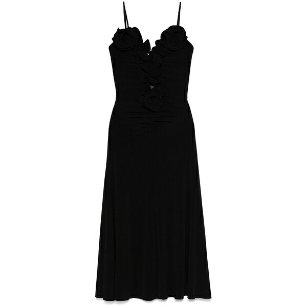 ニッサ レディース ワンピース トップス Floral-appliqu茫漏 midi dress Black｜asty