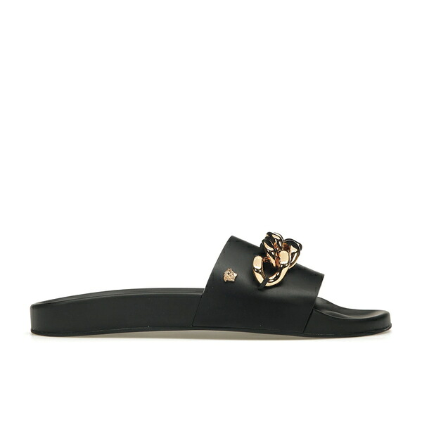 Versace ヴェルサーチ メンズ スニーカー 【Versace Medusa Chain Slide Black Leather】 サイズ US_12(30.0cm) Black｜asty