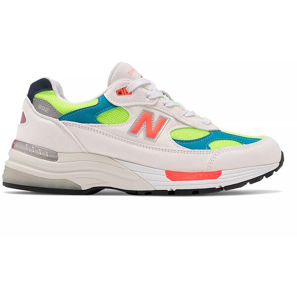 New Balance ニューバランス メンズ スニーカー 【New Balance 992 White Neon Cyan】 サイズ US_7(25.0cm) White/Green/Orange｜asty 57,640円