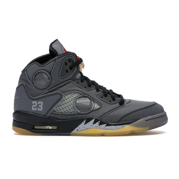 Jordan ジョーダン メンズ スニーカー  【Jordan 5 Retro Off-White Muslin】  サイズ US_8.5(26.5cm) Black/Muslin-Fire Red