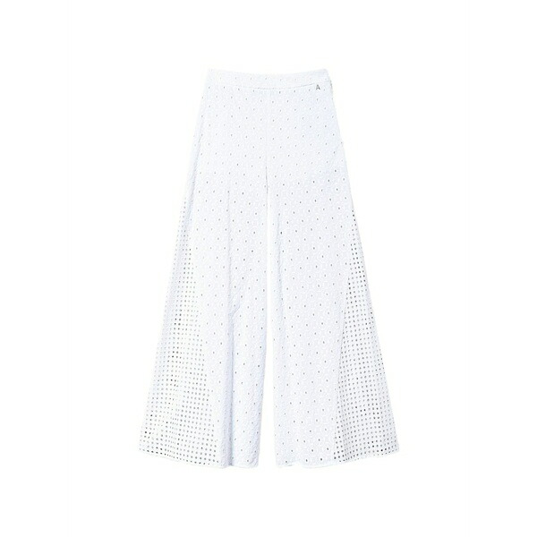ツイン仕掛ける レディース 心地好いズボン下 ボトムス Broderie palazzo trousers White