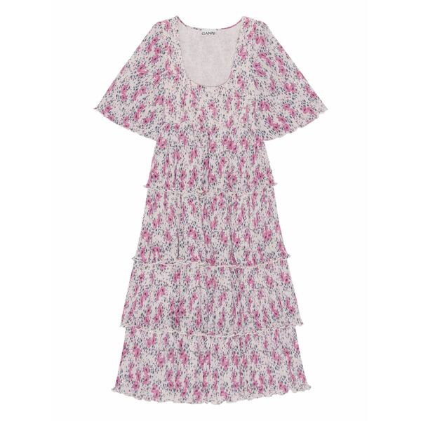 ガニー レディース ワンピース トップス Pleated floral-print midi dress White|asty