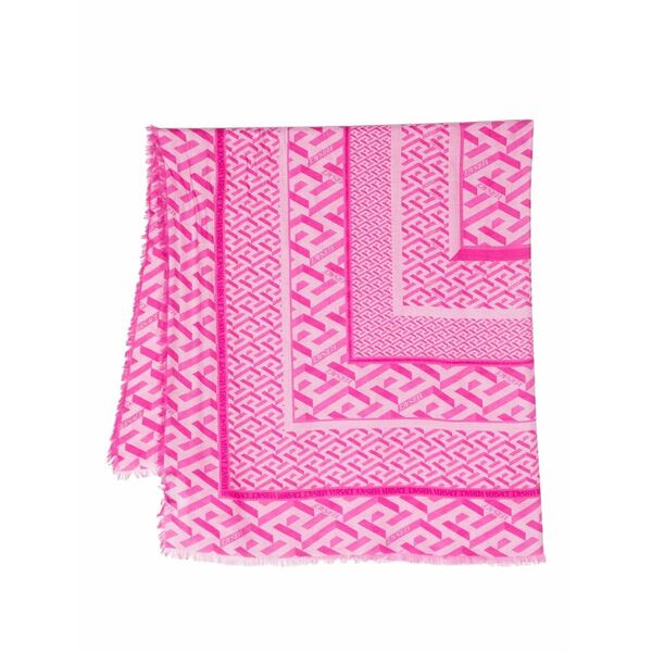 ヴェルサーチ レディース 消音装置・袈裟・えり巻き 佩び物 All-over monogram-print scarf Pink