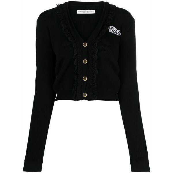 アレッサンドラ・リッチ レディース ジレー アウター Rich ribbed-knit cardigan Black