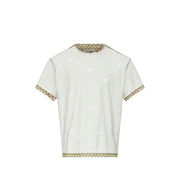 マルタンマルジェラ メンズ Tシャツ トップス Floral-print trim cotton t-shirt White｜asty