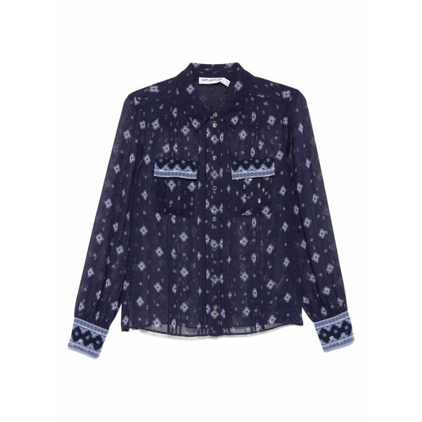 セルフ・ポートレイト レディース シャツ トップス Patterned chiffon blouse Blue|asty