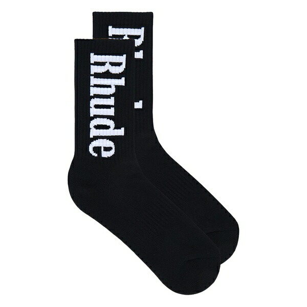 ルード メンズ ソックス アンダー御召しもの Vertical-logo socks Black