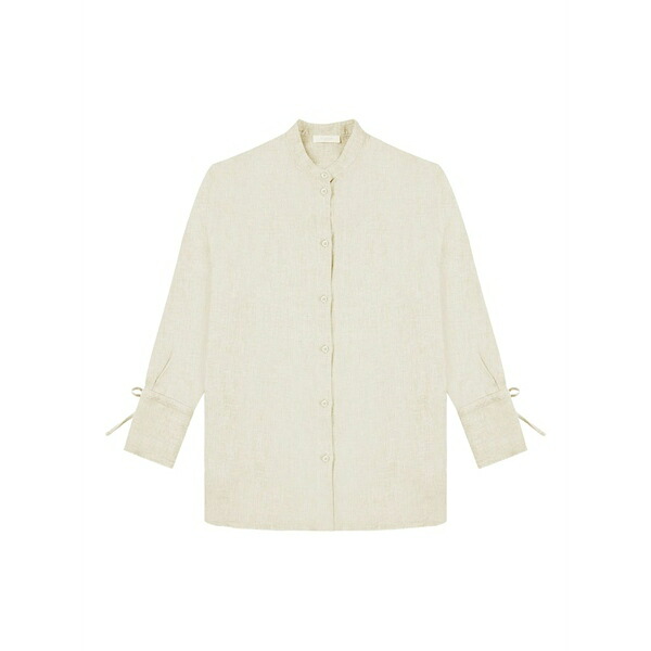 グランシャツ レディース シャツ トップス Tie-cuff linen shirt Neutrals
