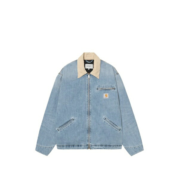 鉄道車両ハート型 メンズ 上衣＆上衣 アウター Zipped chest-pocket denim jacket Blue