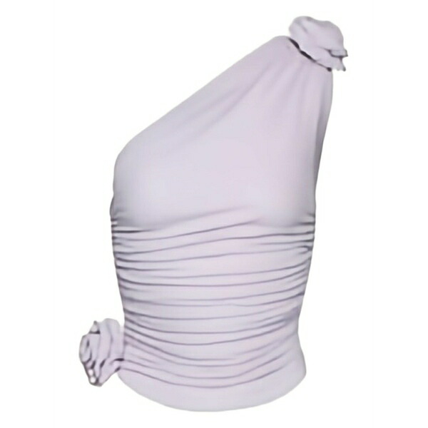 マグダ・ブトリム レディース カットソー トップス Rose-embellished one-shoulder top Purple｜asty