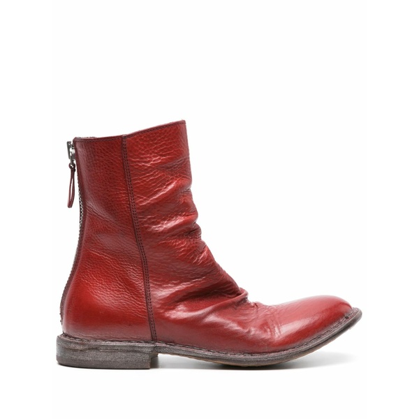 モマ レディース ブーツ シューズ Distressed leather ankle boots Red