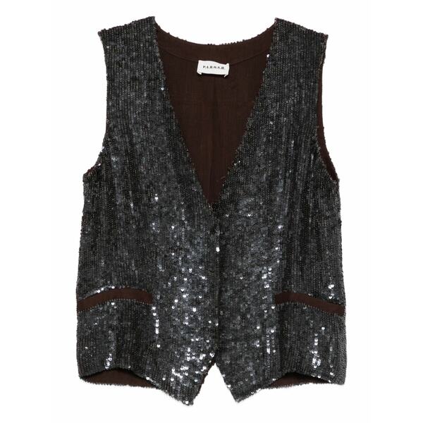 パロッシュ レディース 上衣＆上衣 アウター Gadget sequin embellished vest Grey