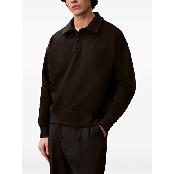 カルバンクライン メンズ スポーツシャツ トップス Logo-patch polo shirt Brown