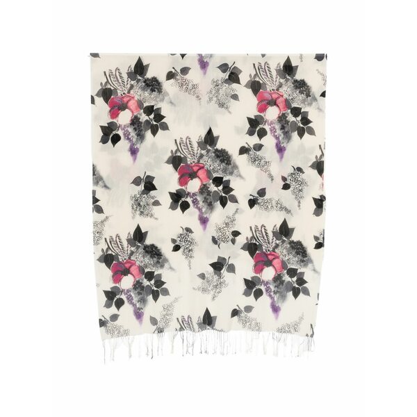 ロベルトカヴァリ レディース えり巻き・袈裟・えり巻き 付属物 Floral-print fringed scarf Neutrals