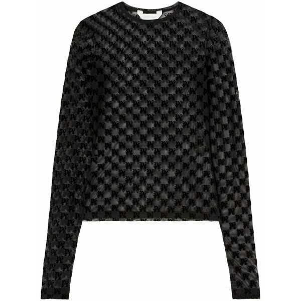 パーム・エンジェルス レディース Tシャツ トップス Monogram-pattern sheet top Black|asty