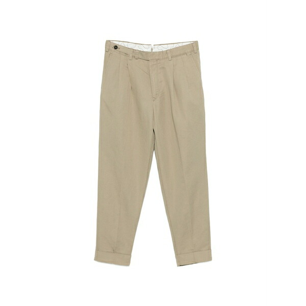 PTトリノ メンズ 心地好いズボン下 ボトムス Pleated cuffed trousers Neutrals