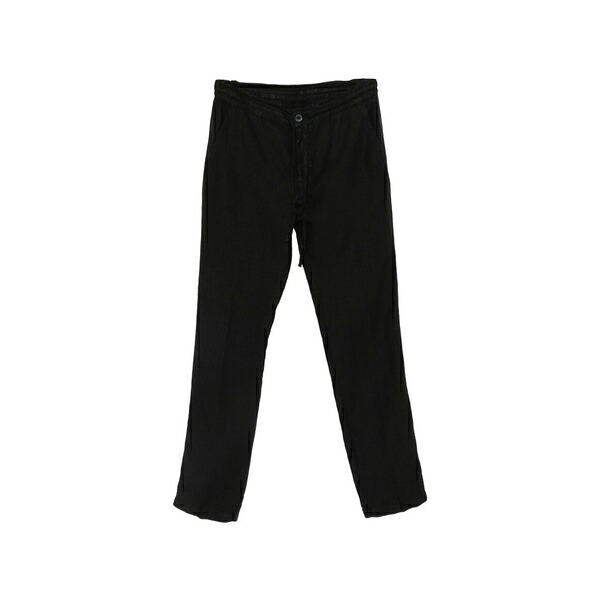 120%リノ メンズ カジュアルパンツ ボトムス Drawstring-waist straight-leg trousers Black|asty