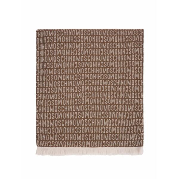 モスキーノ レディース マフラー・ストール・スカーフ アクセサリー Logo-print fringed scarf Brown｜asty