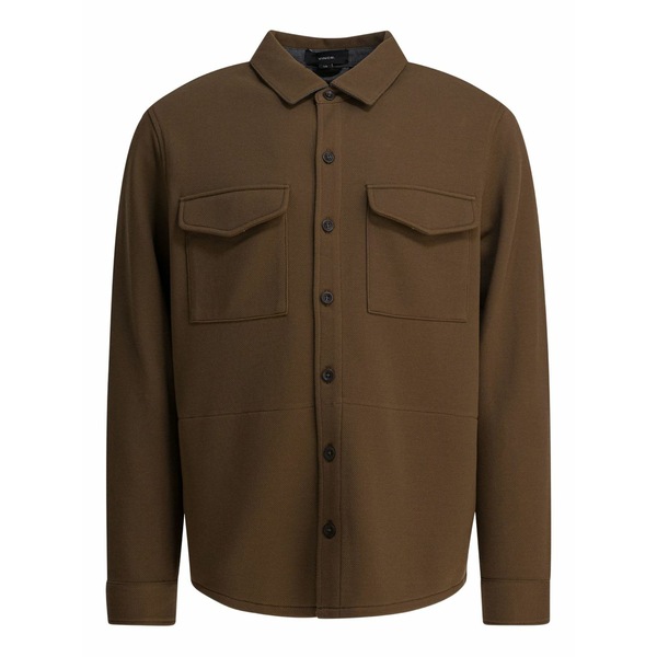 ヴィンス メンズ ジャケット＆ブルゾン アウター Cotton blend shirt jacket Brown｜asty