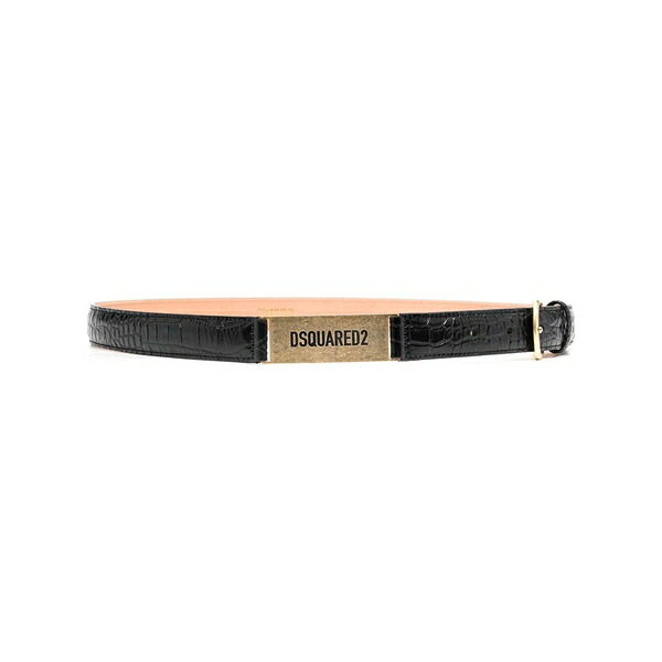 ディースクエアード レディース ベルト アクセサリー Croc-effect belt Black｜asty