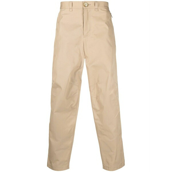 ランバン メンズ カジュアルパンツ ボトムス Ankle-zip straight-leg trousers Brown|asty