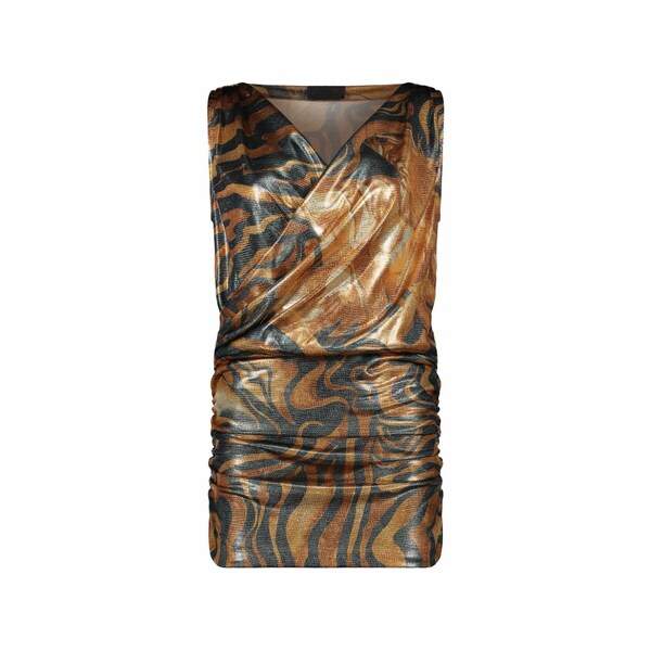 アルベルタ フェレッティ レディース ワンピース トップス Draped abstract-print mini dress Gold｜asty