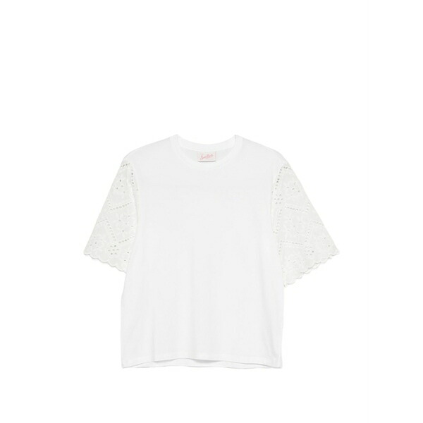エムシーツーセイントバース レディース Tシャツ トップス Maisa broderie-anglaise t-shirt White｜asty