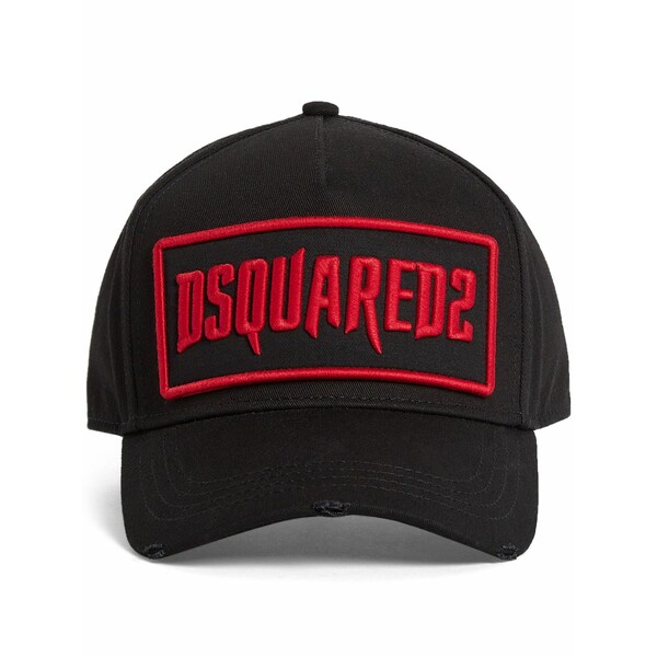 ディースクエアード メンズ 帽子 アクセサリー Logo-embroidered baseball cap Black｜asty