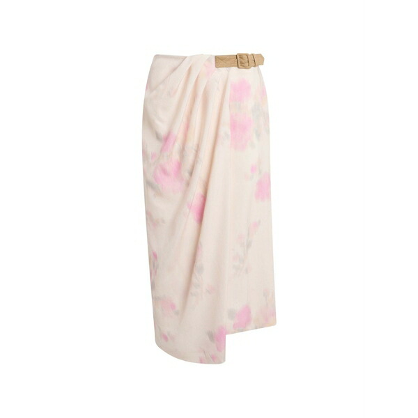 モスキーノ レディース スカート ボトムス Floral-print belted midi wrap skirt Neutrals｜asty