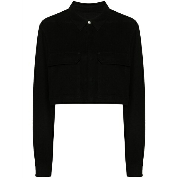 リックオウエンス レディース シャツ トップス Press-stud cropped shirt Black|asty