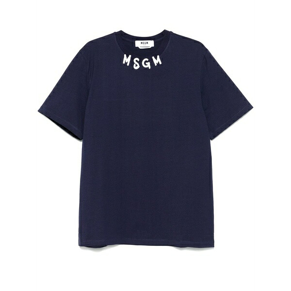 エムエスジイエム メンズ Tシャツ トップス Logo-print t-shirt Blue|asty