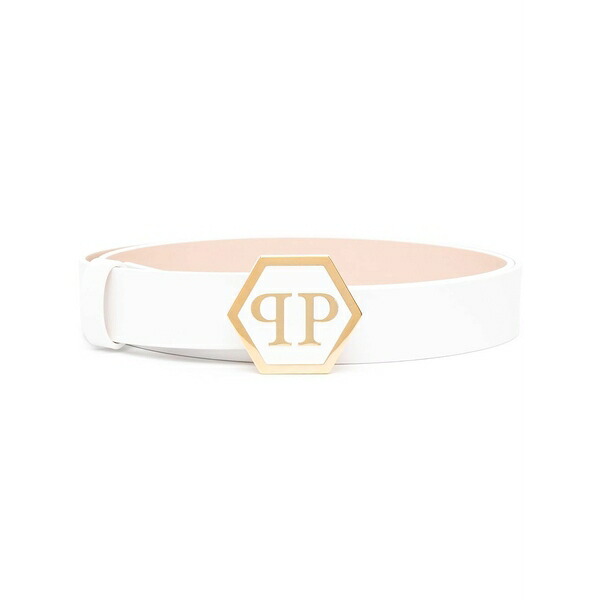 フィリッププレイン レディース ベルト アクセサリー Hexagon leather belt White｜asty