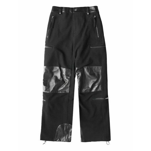 ヘルムート ラング メンズ カジュアルパンツ ボトムス Leather straight-leg trousers Black|asty