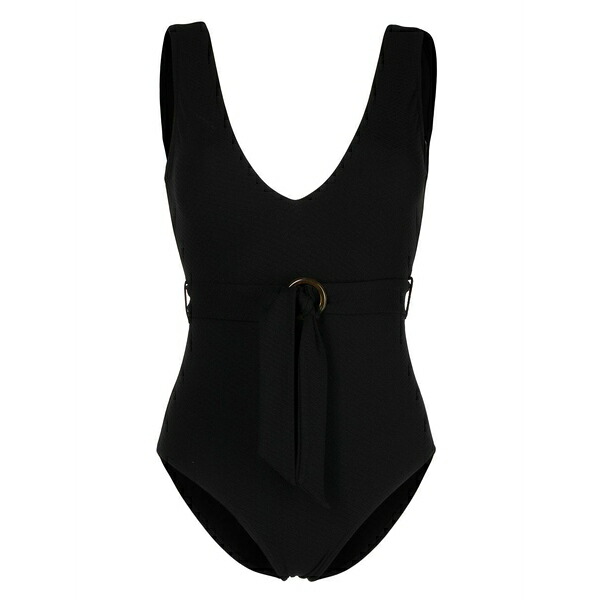 ダスキイ レディース ワンピース トップス Ribbed v-neck swimsuit Black|asty