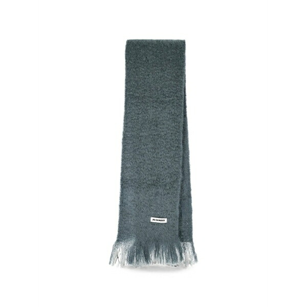 ジル・サンダー メンズ マフラー・ストール・スカーフ アクセサリー Fringed brushed-finish scarf Grey|asty