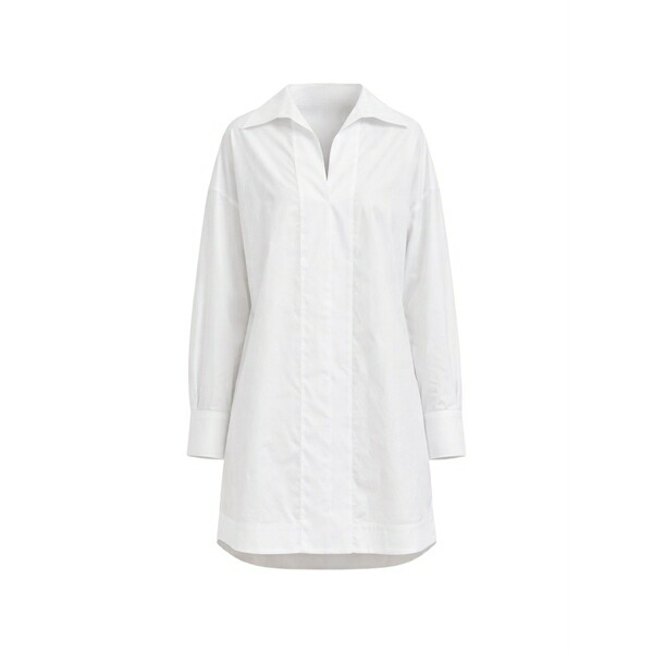 ドンダップ レディース ワンピース トップス V-neck long-sleeved cotton mini dress White|asty